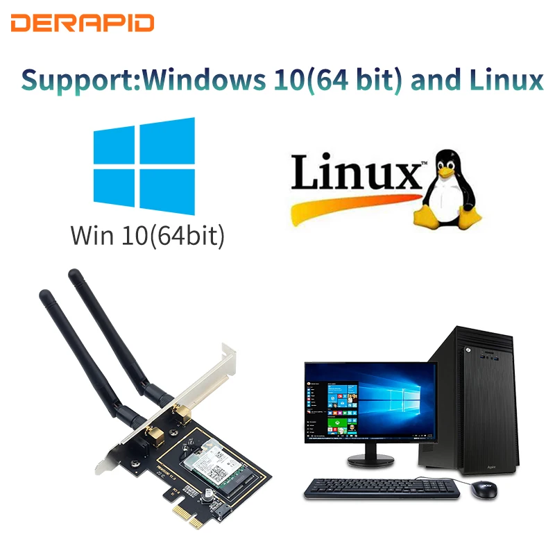 Беспроводная Двухдиапазонная Wi-Fi-карта PCIe 6 3000 Мбит/с Intel AX200 адаптер Bluetooth 5 1