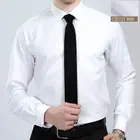 Мужская Однотонная рубашка с карманами, белая деловая рубашка с длинным рукавом, приталенная рубашка для работы, весна-осень