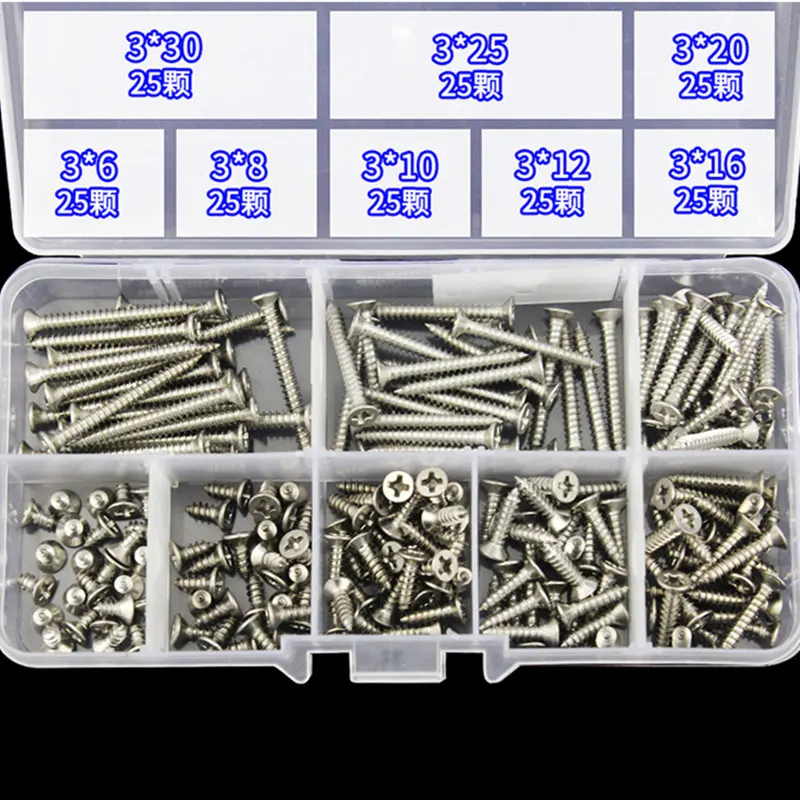 

304 316 Stainless Steel Cross Countersunk Head Self-tapping Small Screw Set Self-tapping Screw Flat Head Screw