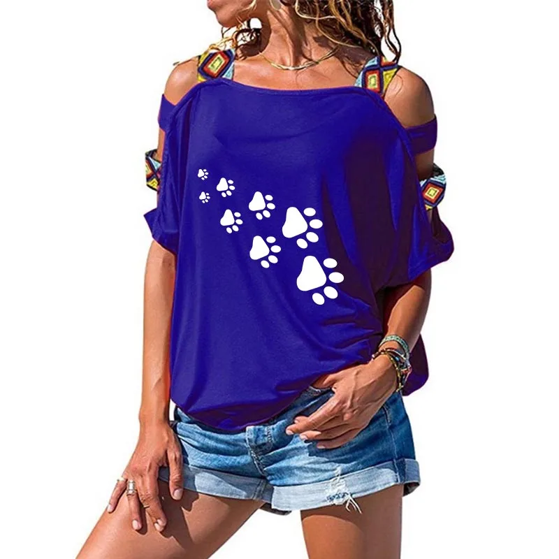 2019 футболка женская мода Лапа собаки кошки сердце для полных топы панк Харадзюку