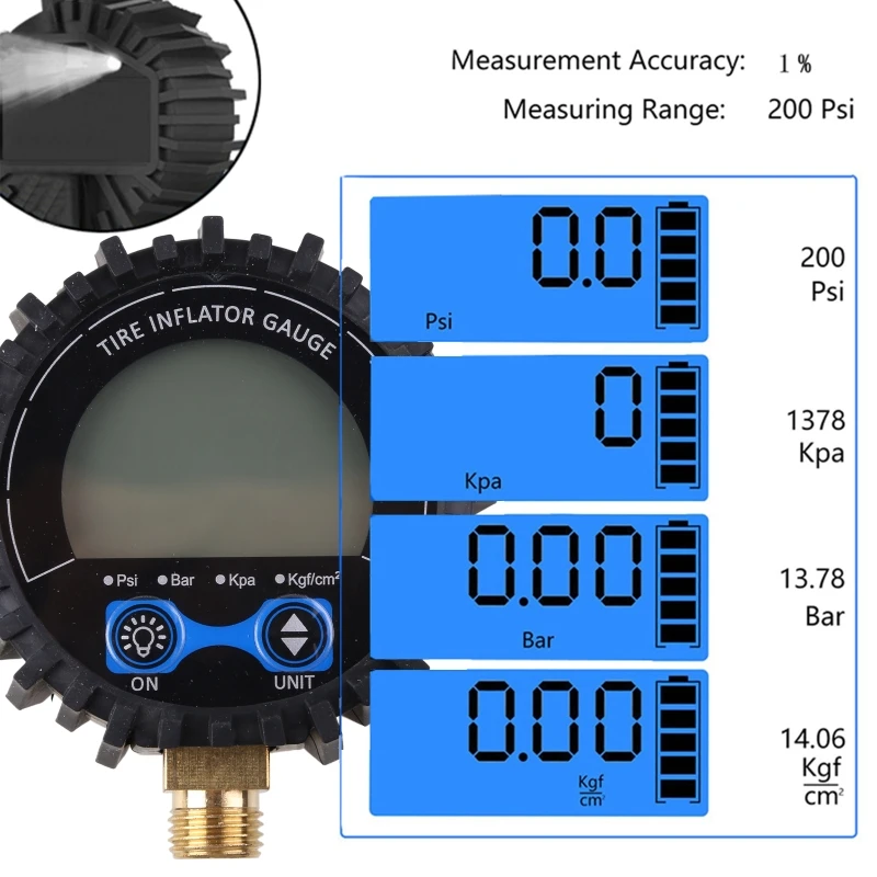 Цифровой манометр 255 Psi для воздушных шин резьба высокого давления 1/8 дюйма NPT /1/4 /