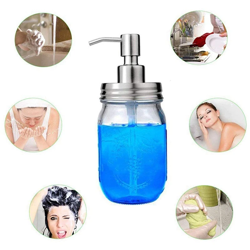 

Mason Jar Soap Dispenser Lid, 5 Pack Stainless Steel Soap Dispenser Lids and Pump Kit, Soap Pump Lotion Dispenser