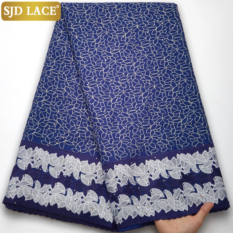 

SJD LACE 5Yards Swiss Lace Fabric 2022 Latest Heavy Embroidery African Cotton Fabrics Swiss Voile Lace Popular Dubai Style A2668