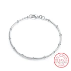 100% Real 925 Sterling Silver Tiny Thin Beads Snake Chain Bracelet for Women Girls Jewelry pulseras armbanden voor vrouwen