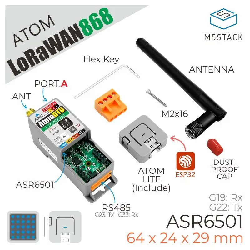 M5Stack официальный комплект Atom DTU LoRaWAN 868 МГц (ASR6501) | Компьютеры и офис