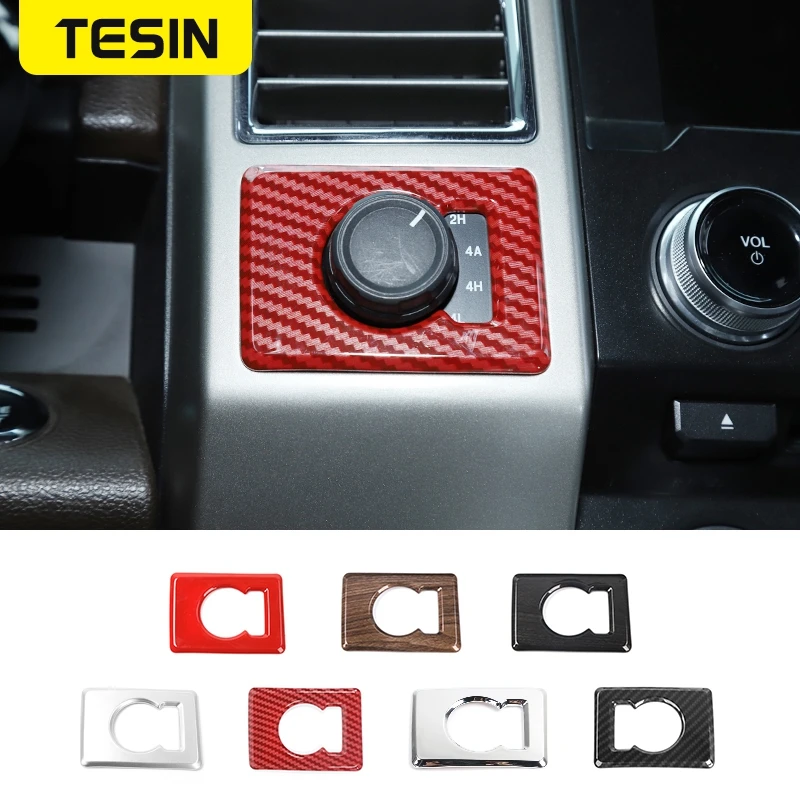 

TESIN ABS Car 4WD Four Drive Wheel Switch Button Knob Decoration Cover Trim Sticker For Ford F150 2015+ Interior Accessories