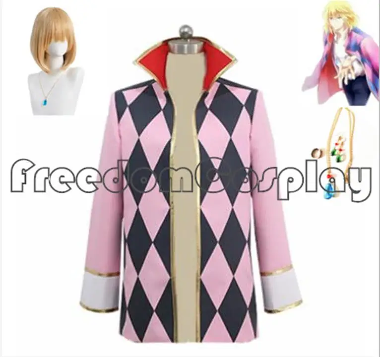 Howl's движущийся замок плащ Хоула Куртка Косплей Костюм с кольцом ожерелье