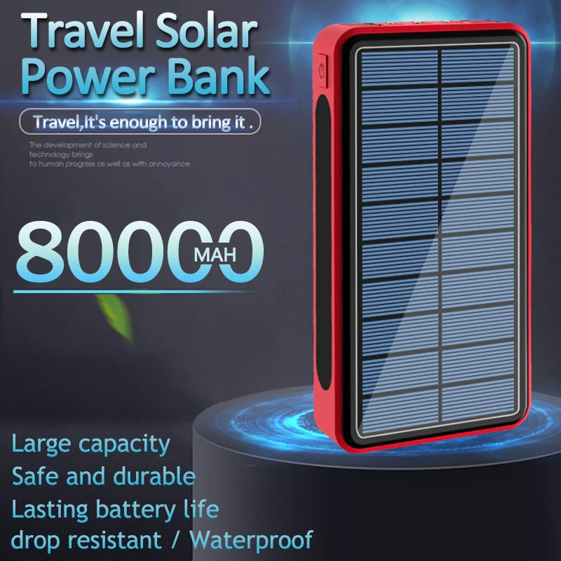 80000mAh Солнечная батарея солнечная панель для Xiaomi Samsung IPhone водонепроницаемая и