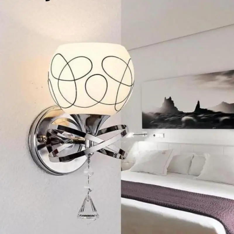 Современный настенный светильник из хрустального стекла новинка белый/черный