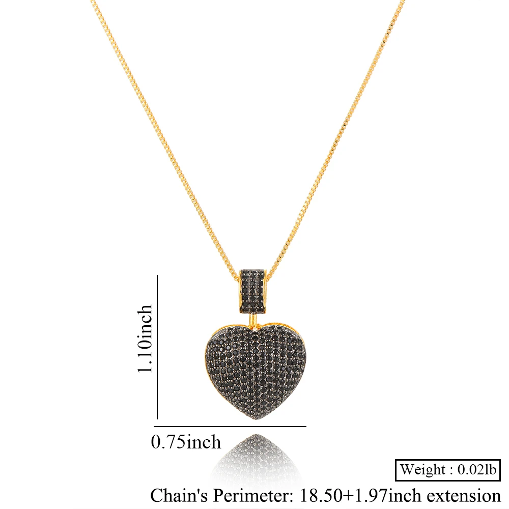 

Luxury Romantic Fashion Sweet Heart Pendant Necklace Chain Jewelry for Women Girl Bridal Wedding Full Shiny CZ 2020