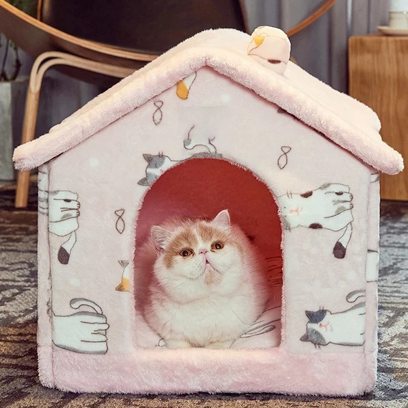Складной домик для домашних питомцев теплая мягкая кровать глубокого сна котят