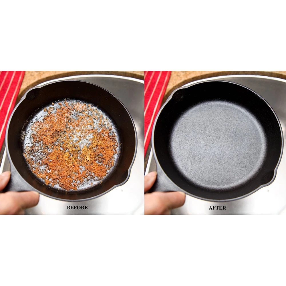 10CM Cast Iron Cleaner Kitchen Rust Pot Pans Cleaning Scrubber Steel Remover Scraper Brush Kit Metal | Дом и сад