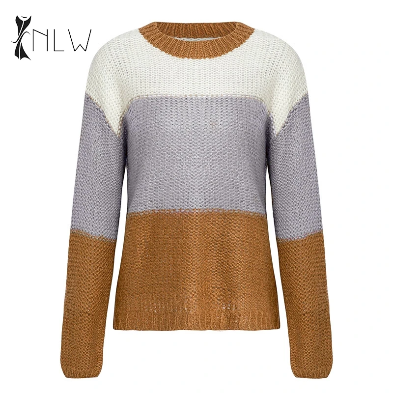 NLW хаки размера плюс женский свитер 2019 осень зима длинный рукав полый джемпер