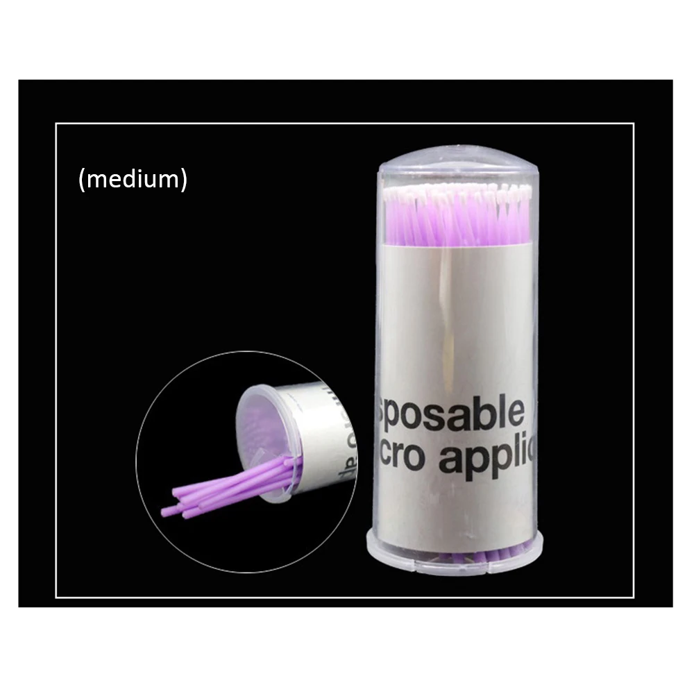 05 Light Purple M 100 шт Горячие натуральные ресницы удаление татуировки микро набор кистей новые одноразовые красочные ватные тампоны щетка для ресниц очищающий тампон - Цвет: 05 Light Purple M