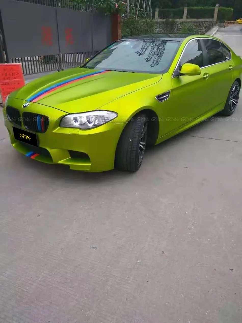 Желтая матовая Хромовая виниловая пленка с воздушным пузырьком автомобильная