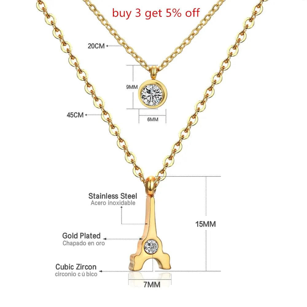 Модное ожерелье LUXUKISSKIDS с двойной цепью золотистый/стальной чокер Эйфелевой