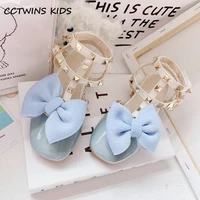 girls shoes 2021 autumm kids fashion rivet bowtie solid mary jane princess party dance dress high top middle heel soft sole