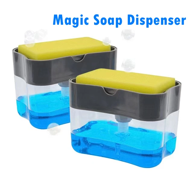 

Soap Dispenser Pump With Sponge Manual Press Cleaning Liquid Dispenser Container Manual Press Soap Organizer Kitchen Tool
