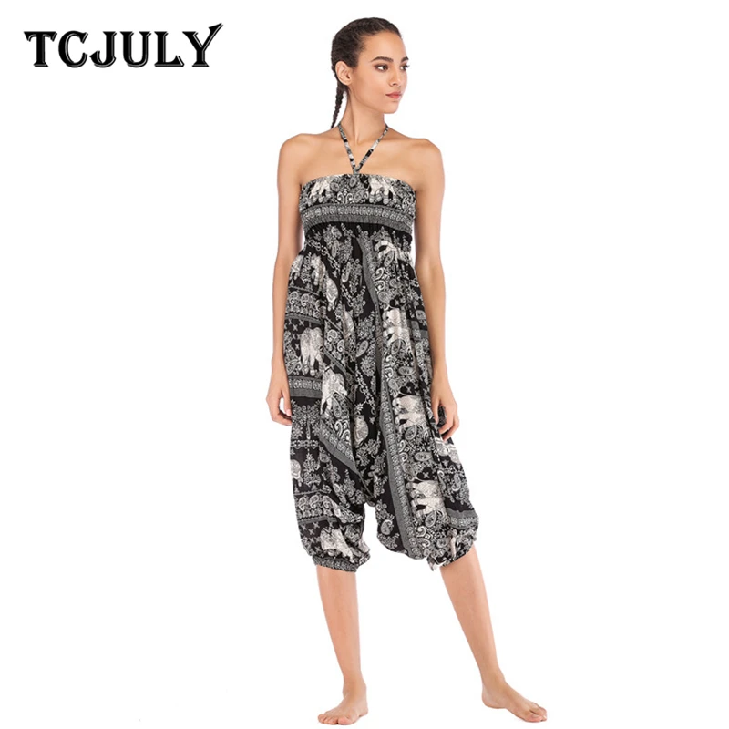 Брюки с принтом слона TCJULY 100% искусственный шелк Свободные повседневные брюки для