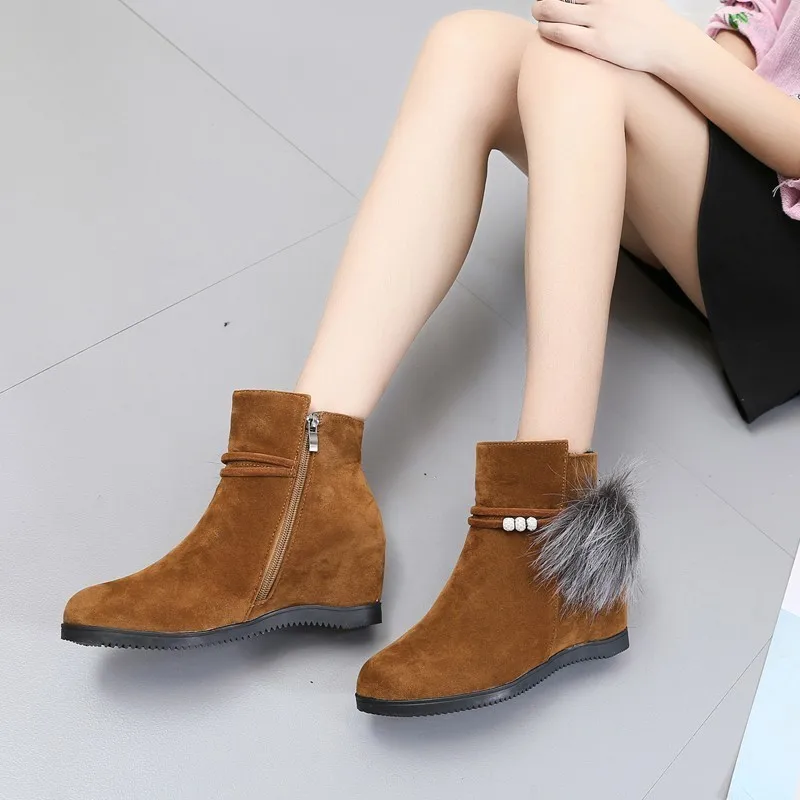 VIGOR FRESHNESS Woman Boots Wedges Heels Shoes Ankle Snow Warm Ladies Autumn Winter Flock WY130 | Обувь