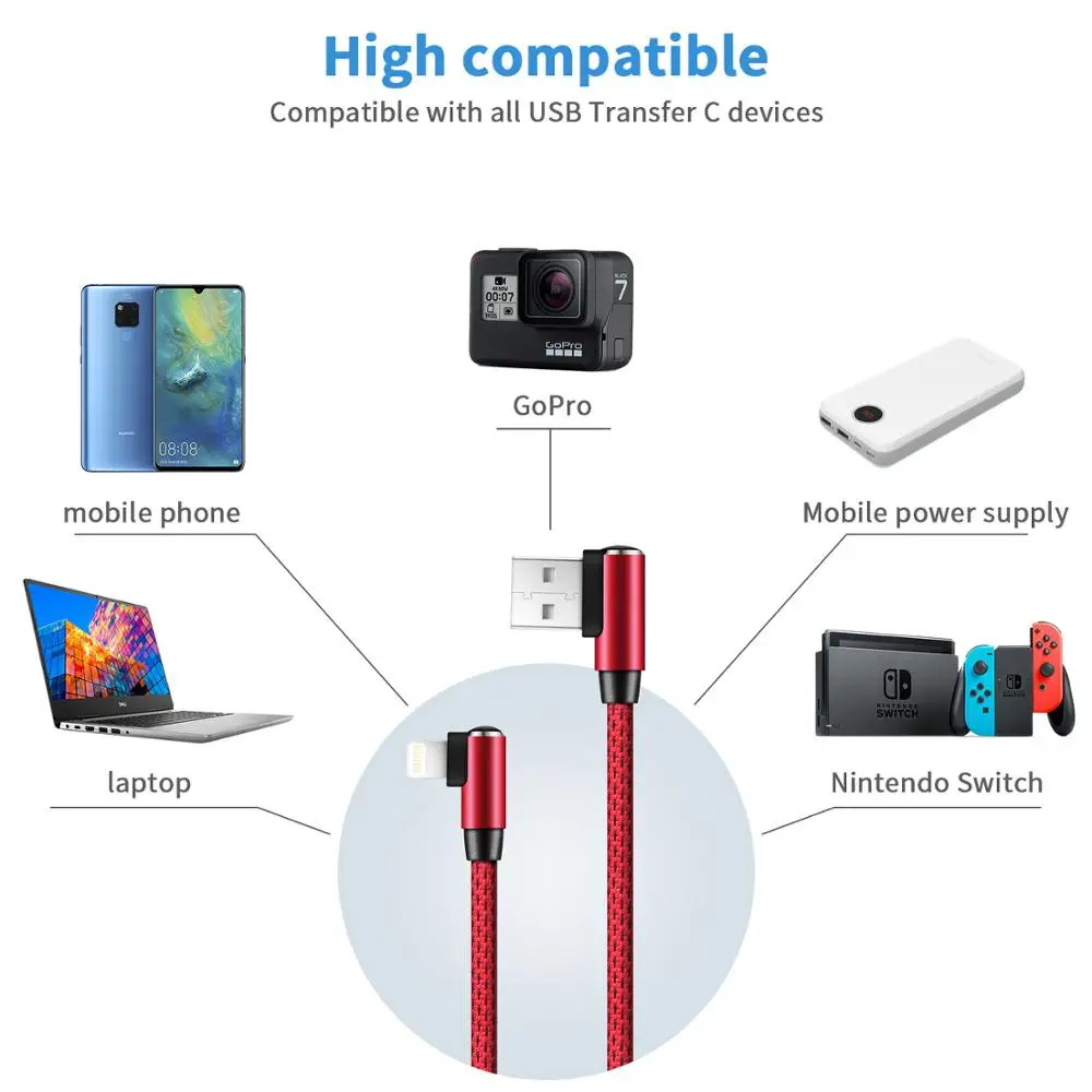 10 шт. USB кабель для зарядного устройства [сертифицирован Apple MFi] 1 м (3 3 фута)
