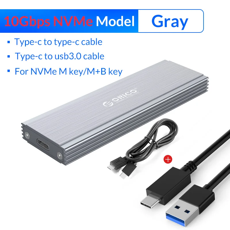 NVME - 10Gbps Gray ORICO NVME M.2 к Тип-c SSD корпус м прозрачный ключ внешний USB3.1 Gen2 10 Гбит/с Mini-USB C SSD случае Поддержка UASP 2 ТБ JMS578 - Цвет: NVME - 10Gbps Gray