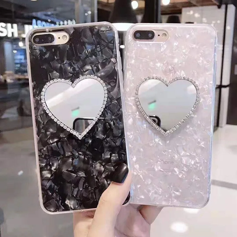 Для iphone 6 S 7 8 Plus XS Max XR блестящий чехол в виде ракушки для девушек зеркальный 6plus 7plus