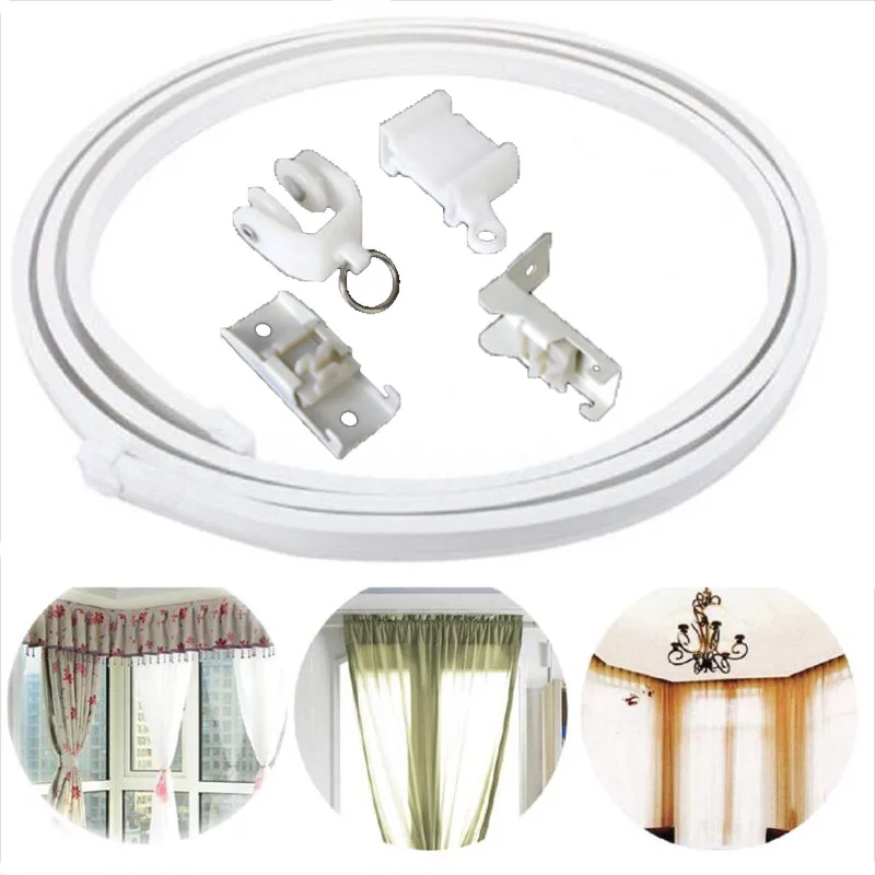 

1M Flexible Ceiling Curtain Rod Rail Plastic Track Mounted Bendable Curved Straight Slide Windows Accessories Kit Home Decor