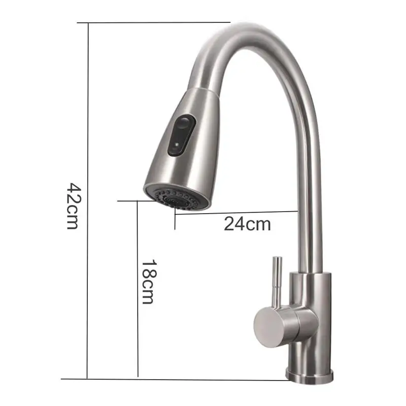 Stainless Steel Kitchen Faucet Hot And Cold Sink Retractable Pull-Out Universal Spring Sinks Deck Mounted Tool | Обустройство дома