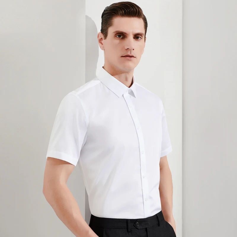 Мужская летняя рубашка из 100% хлопка не требует глажки с короткими рукавами Без