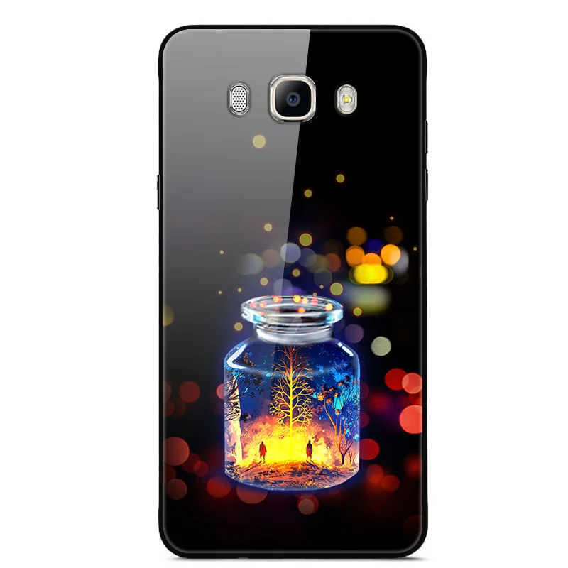 56 Для samsung Galaxy J7 J710 чехол из закаленного стекла с изображением планеты и космоса, стеклянный чехол для задней панели, чехол для samsung J7, J710 Capa - Цвет: 56