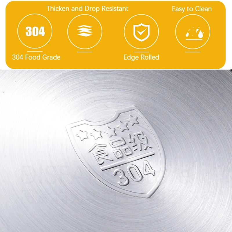 304 Stainless steel Dinner Plates Straight Side Multipurpose Deep Plate Round Tray Kitchen China Style Dining 14-26 | Дом и сад