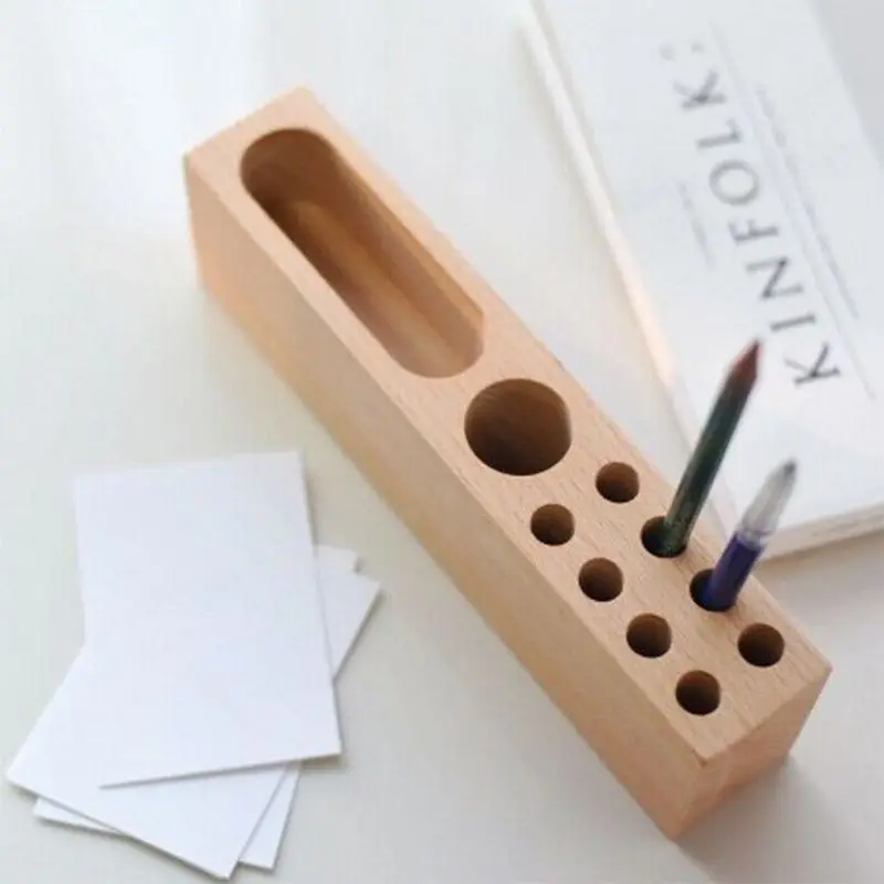 

Desktop Storage Box Stationery Solid Wood Pen Holder Office Supplies