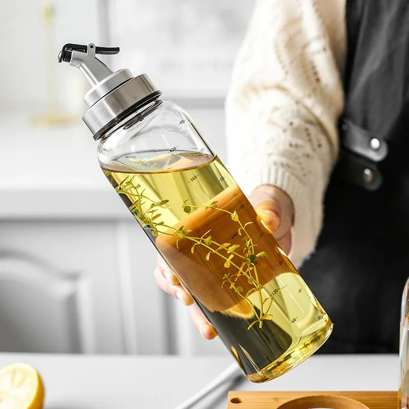 

180/300/500ml Cooking Seasoning Oil Bottle Sauce Bottle Glass Storage Bottles For Oil Creative Oil Dispenser Kitchen Accessory