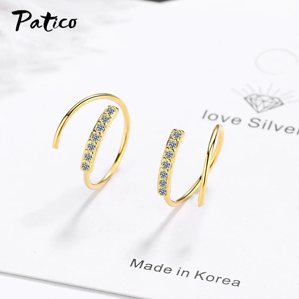 

Shine Shimmer 925 Sterling Silver Zircon Geometric Wave Ear Hook Hoop Earrings For Women Trend Creative Party Gift Jewelry
