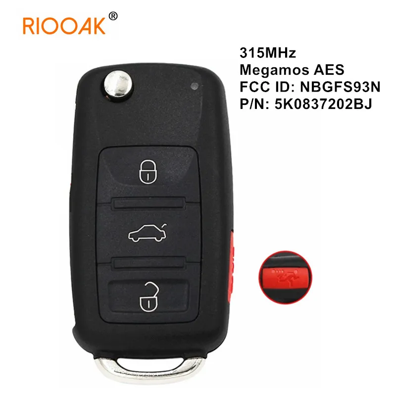 

315MHz Megamos AES ID88 Flip Remote Car Key Fob NBGFS93N MQB 5K0837202BJ For VW VolksWagen Jetta Passat 2017 2018