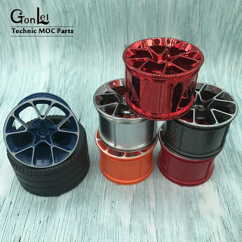2 шт./лот MOC Brick Technic Wheel 81 6x44 мм ZR Rim + Tire Hub 6139227 6217976 подходит для 42083 кирпичей блоков