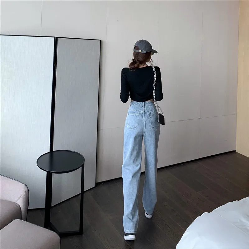 

Harajuku Jeans Women 2020 Autumn Winter Heart Print High Waist Cotton Casual Pant Woman Clothes