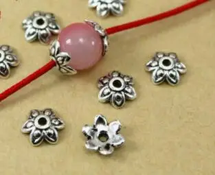 7 мм, 5/0/шт., шапочки для бусин в форме цветка, разделитель, тибетский посеребренный сплав цинка, концевой узор, бусины fg4d