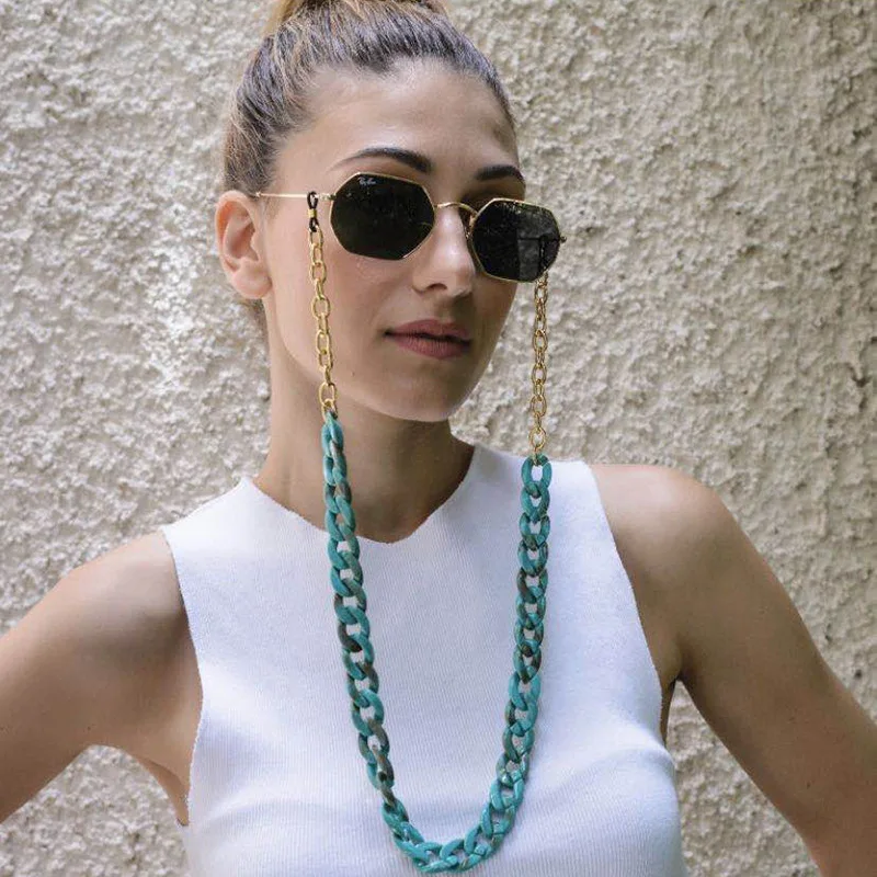 

2021 Fashion Eyeglasses Chain Ins Acrylic Metal Women Outside Casual Sunglasses Accessory Necklace Gift Mask Hanging Rope