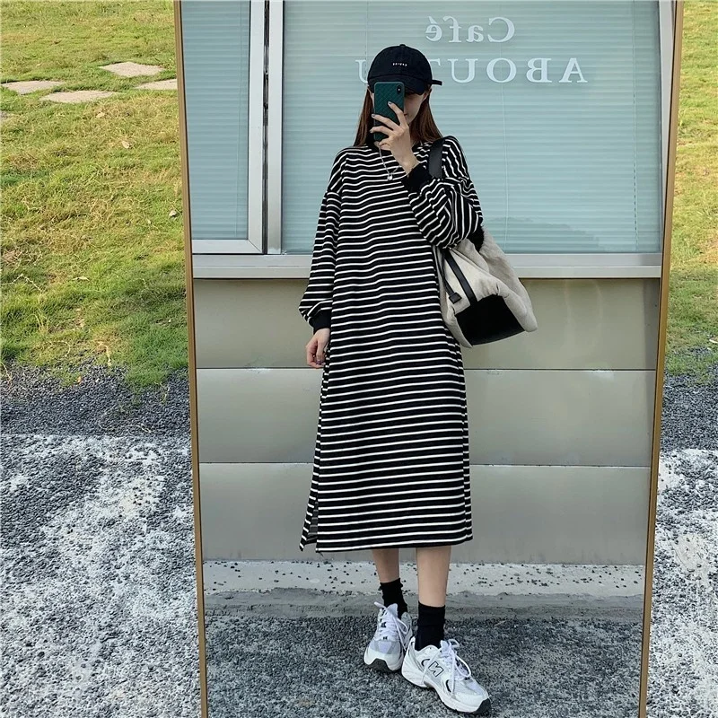 

Real Shot Cost-effective Striped Sweater Dress Women's Autumn 20 Kio