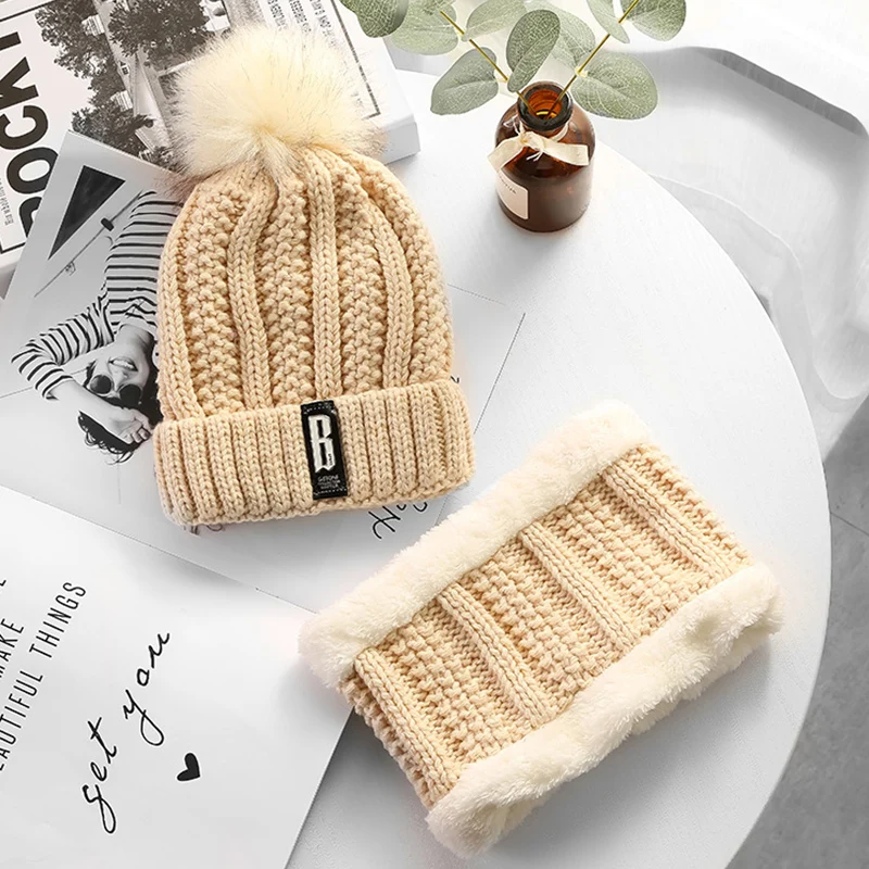 Женская вязаная шапка шарф s теплые зимние головные уборы для мужчин и женщин