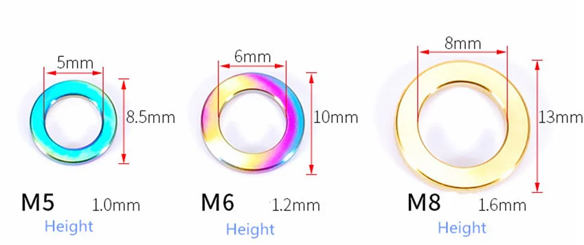 Ti уплотнительное кольцо шайба для мотоцикла велосипеда M5 M6 M8 M10 титановая