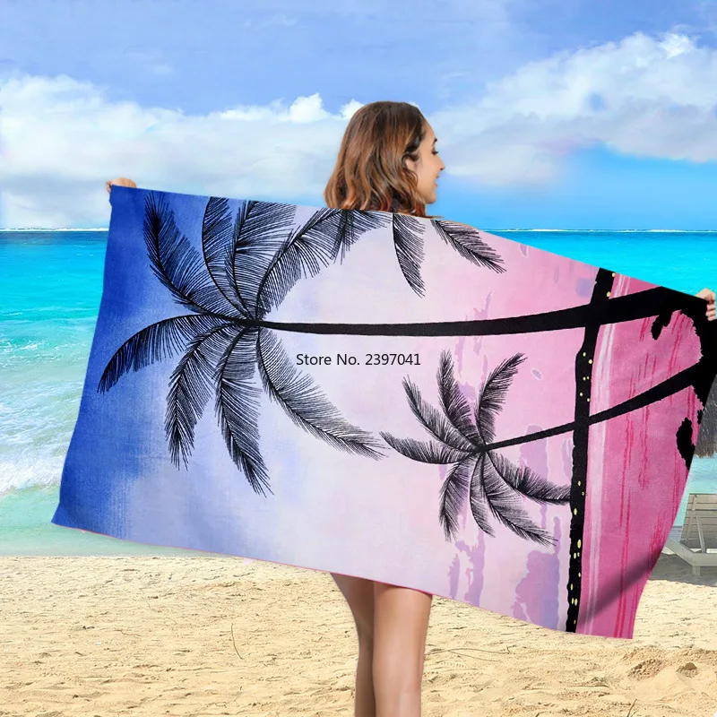 

Printed Coconut tree Beach Towel Multifunction Sports Towel Quick Drying Swimming Surf Towels Portable Yoga Mat Chair Blanket
