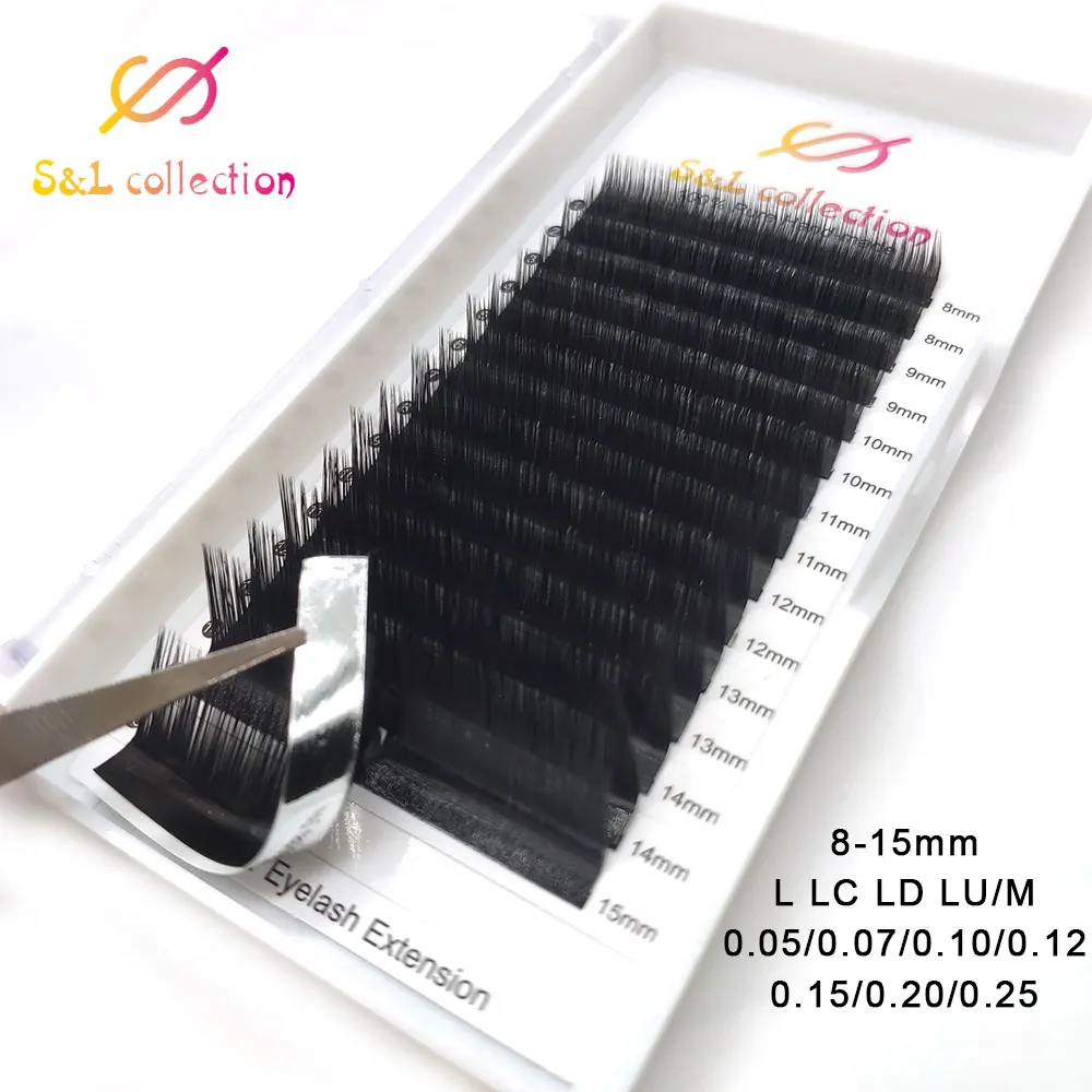 

New Style CLASSIC lash L Curl 12Rows/Case 8-14mm Mix In One Tray Volume Lash Mink Natural Mink Individual Lash Extension