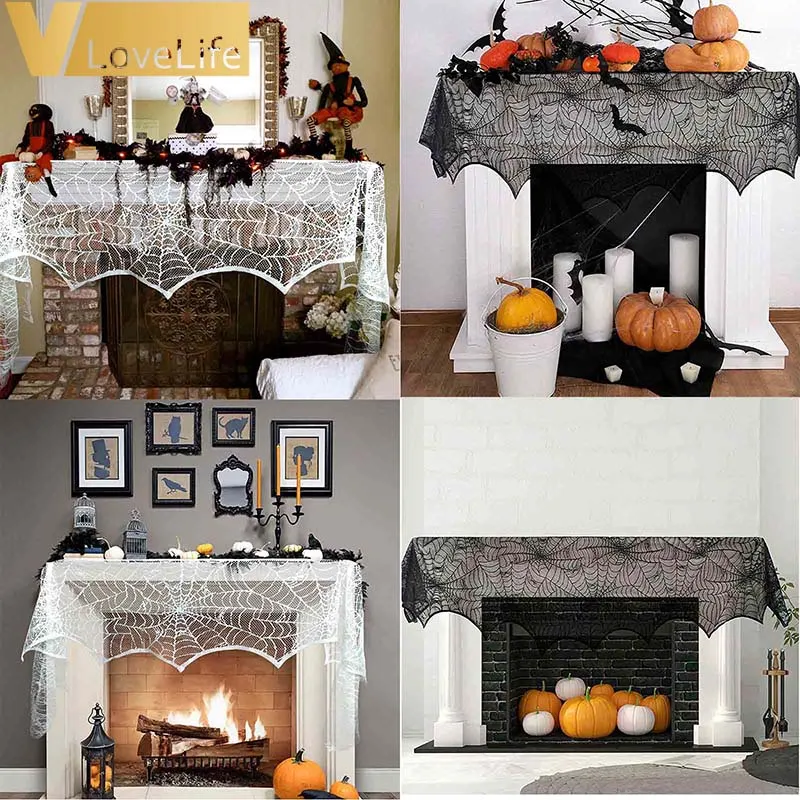 Украшение на Хэллоуин кружевная паутина для камина каминная полка шарф