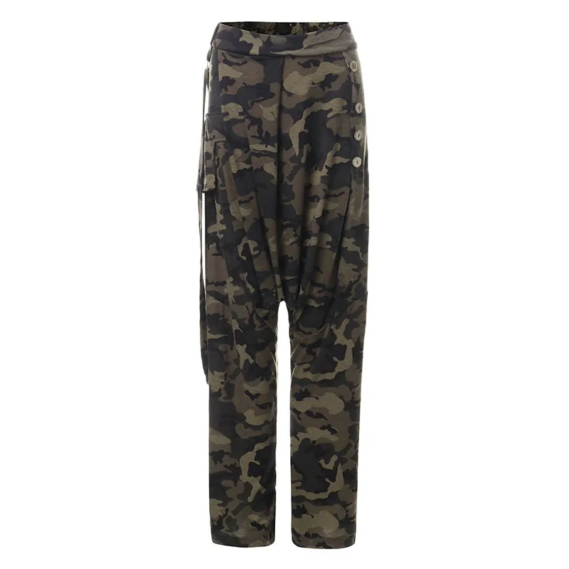 Модные женские штаны-шаровары с камуфляжным принтом штаны эластичной талией и