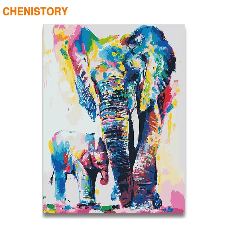CHENISTORY Diy картина по номерам животных набор для рисования Настенная со слоном