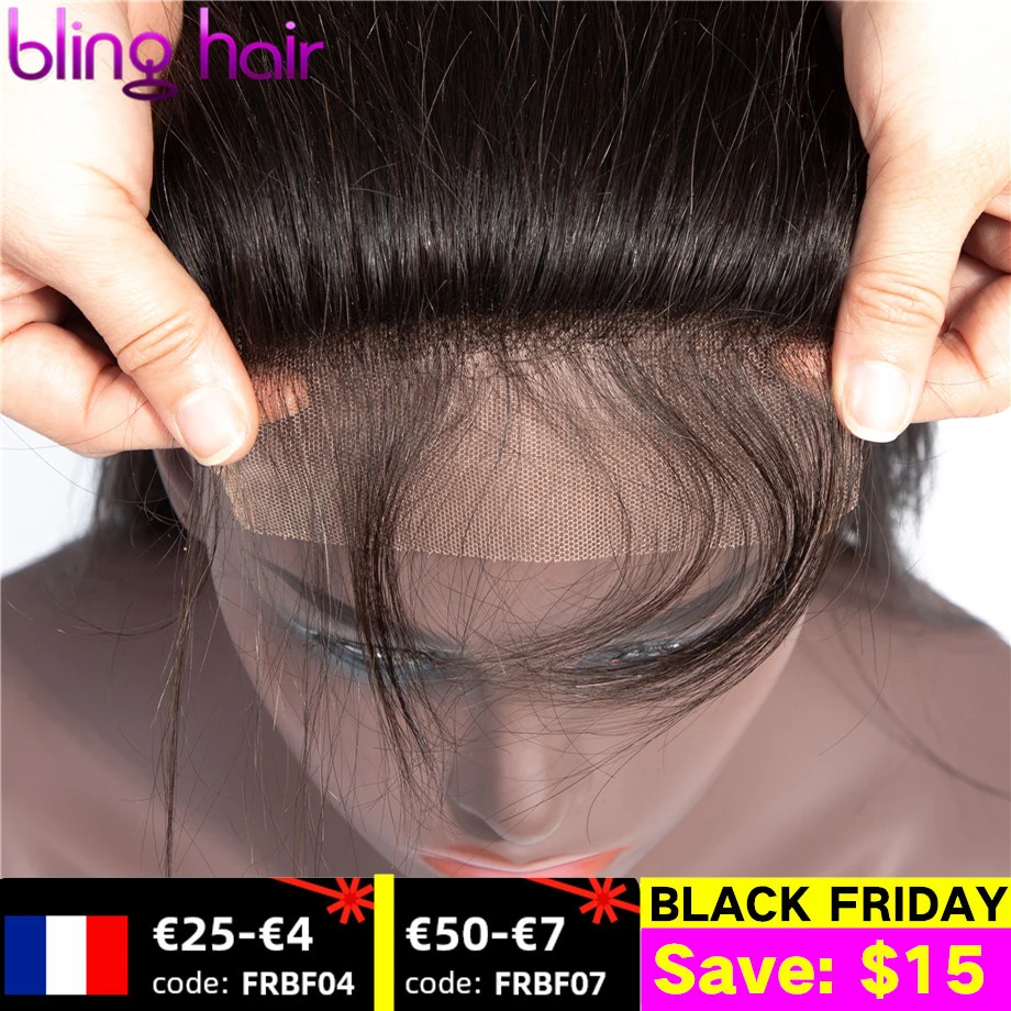 Bling Hair 7x7 Lace Closure Brazilian Straight Human Free Part Swiss With Baby Remy Natural Color | Шиньоны и парики
