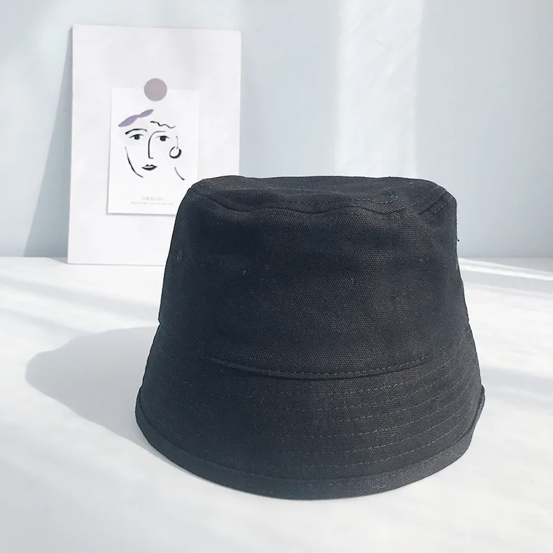 Black Корейский стиль, парусиновая Панама, Женская дикая Солнцезащитная шапка, весна-осень, уличная Солнцезащитная Повседневная модная Рыбацкая шляпа - Цвет: Black